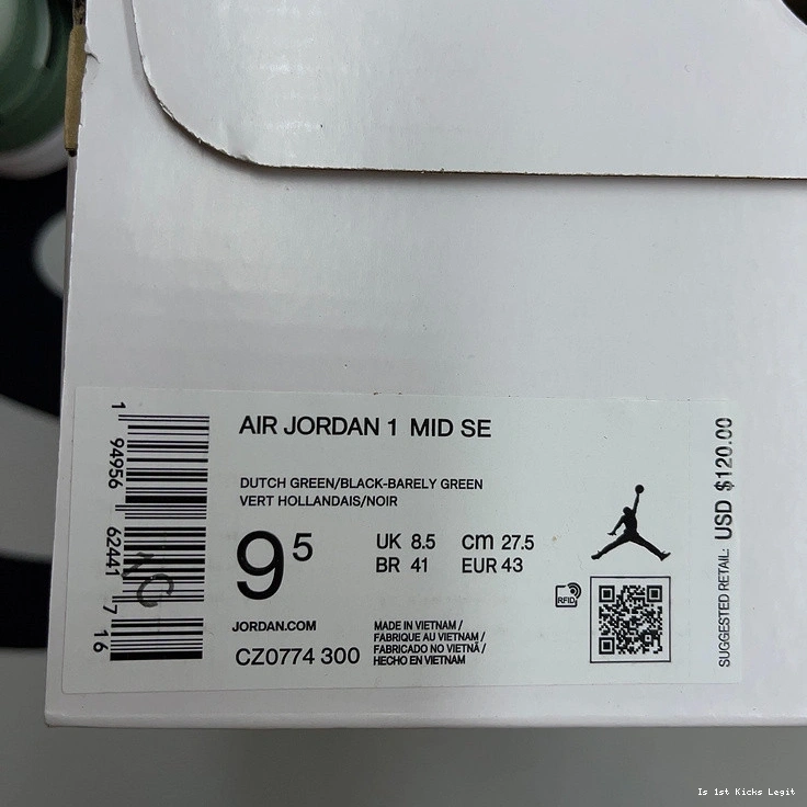 1 - Green (W) Dutch Jordan CZ0774-300 Mid 0228